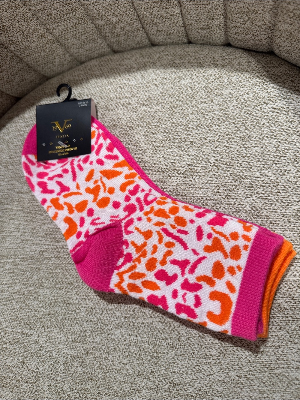 Pink & Orange Leopard Ankle Socks 2pack